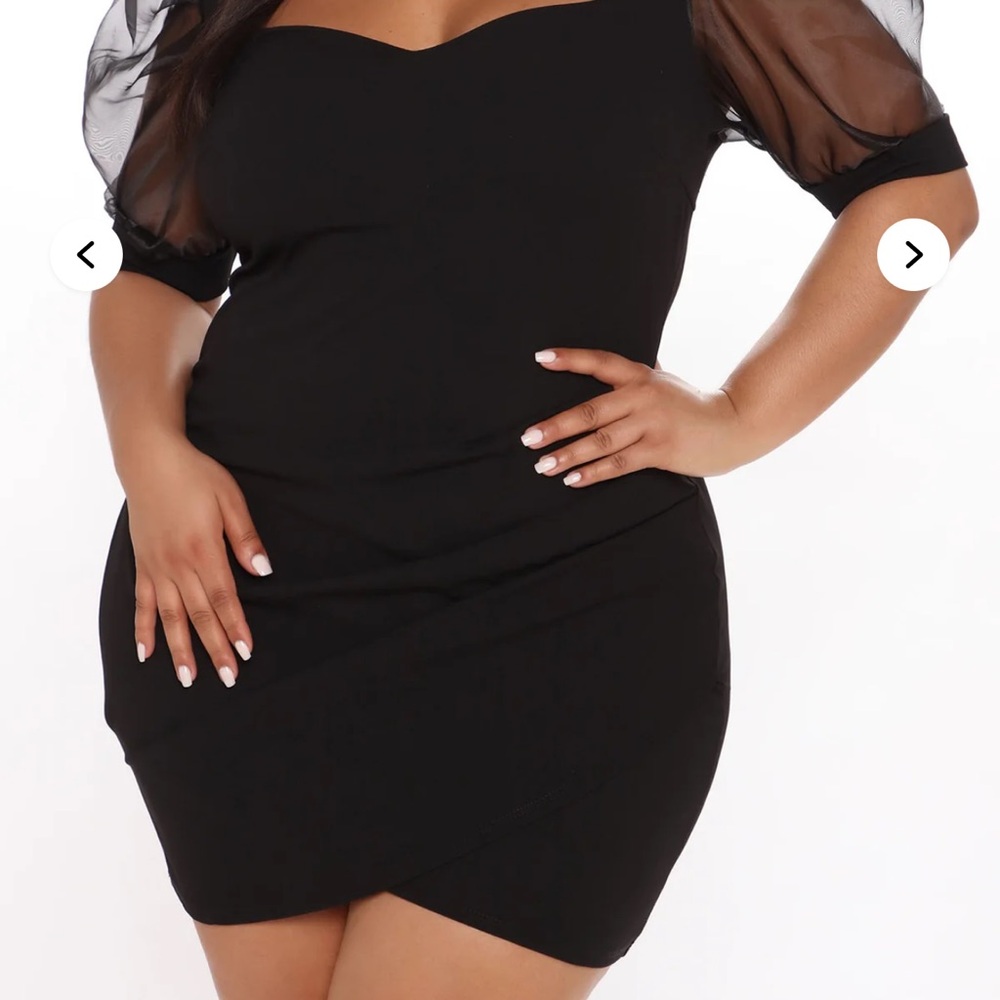 Fashion Nova Elegant Black Dress with Puff sleeves